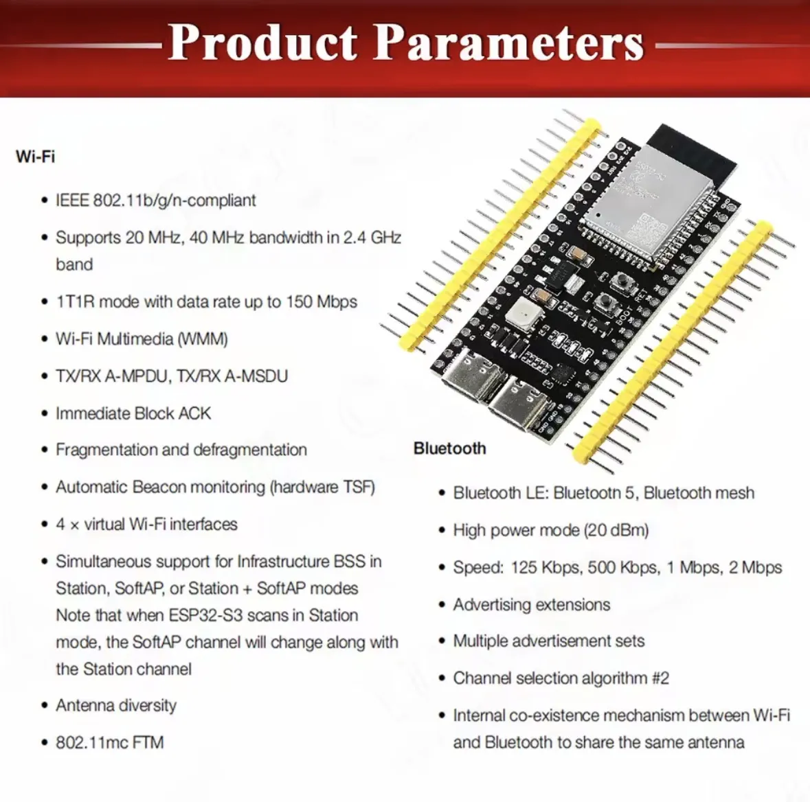 ESP32-S3 N16R8 – WiFi + Bluetooth – 16MB Flash / 8MB PSRAM — imagen 3